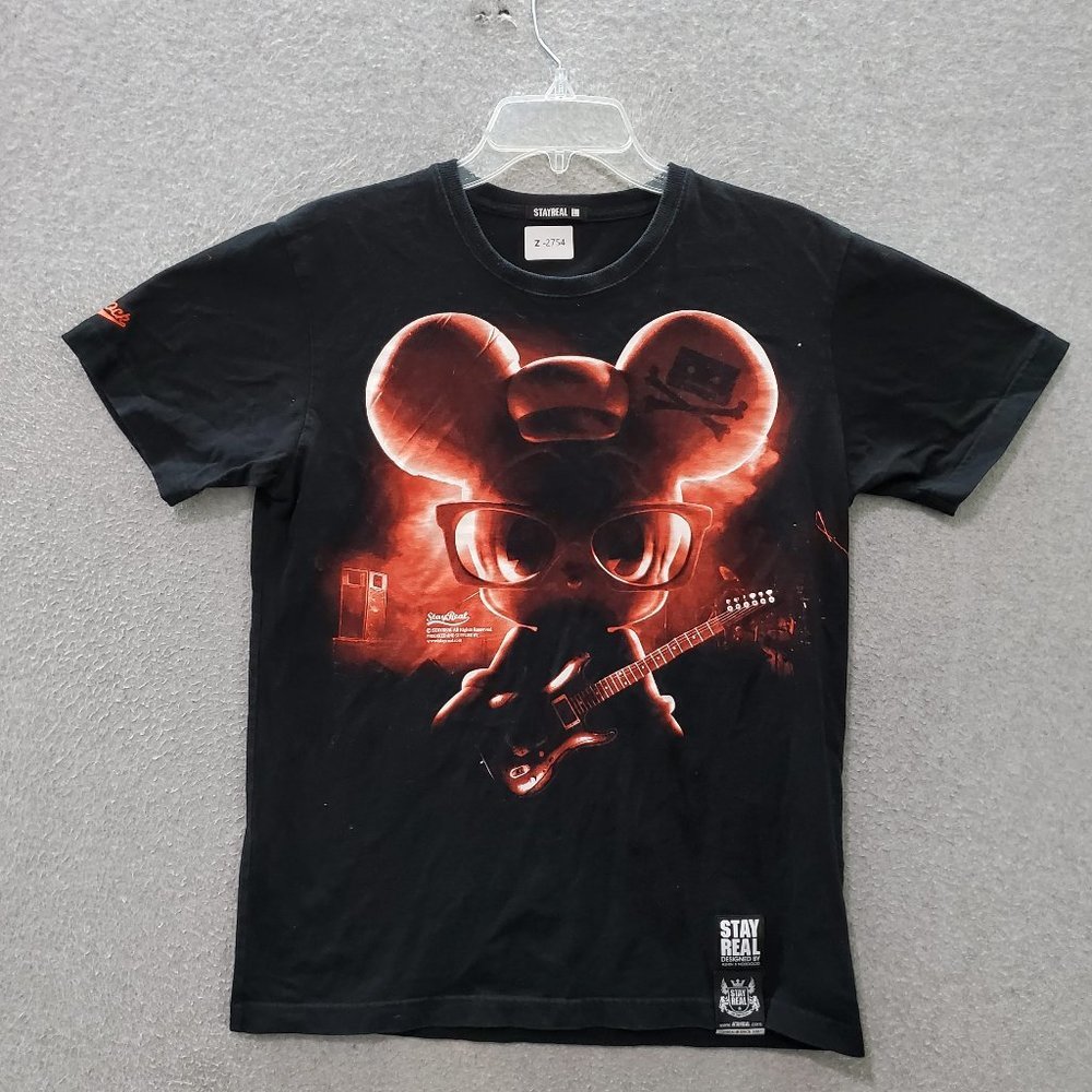 Stay Real Men T Shirt Black Large‎ Mousy Rocker Guitar Graphic Ashin x No2Good